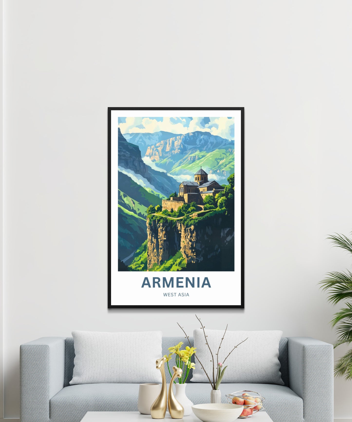 Armenia Travel Poster - Land of Mountains & Monasteries