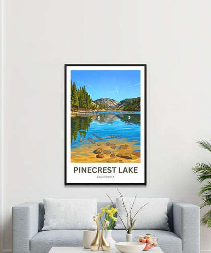 Pinecrest Lake Travel Poster - Mountain Mirror Lake