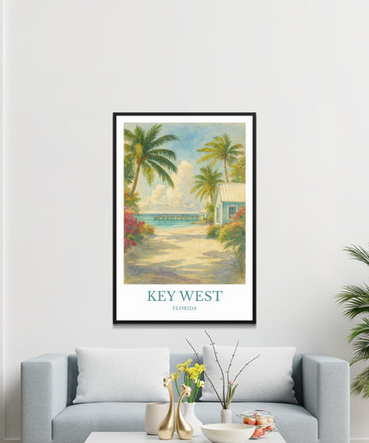 Key West, Watercolor design poster, Florida Print, Key West Wall Art