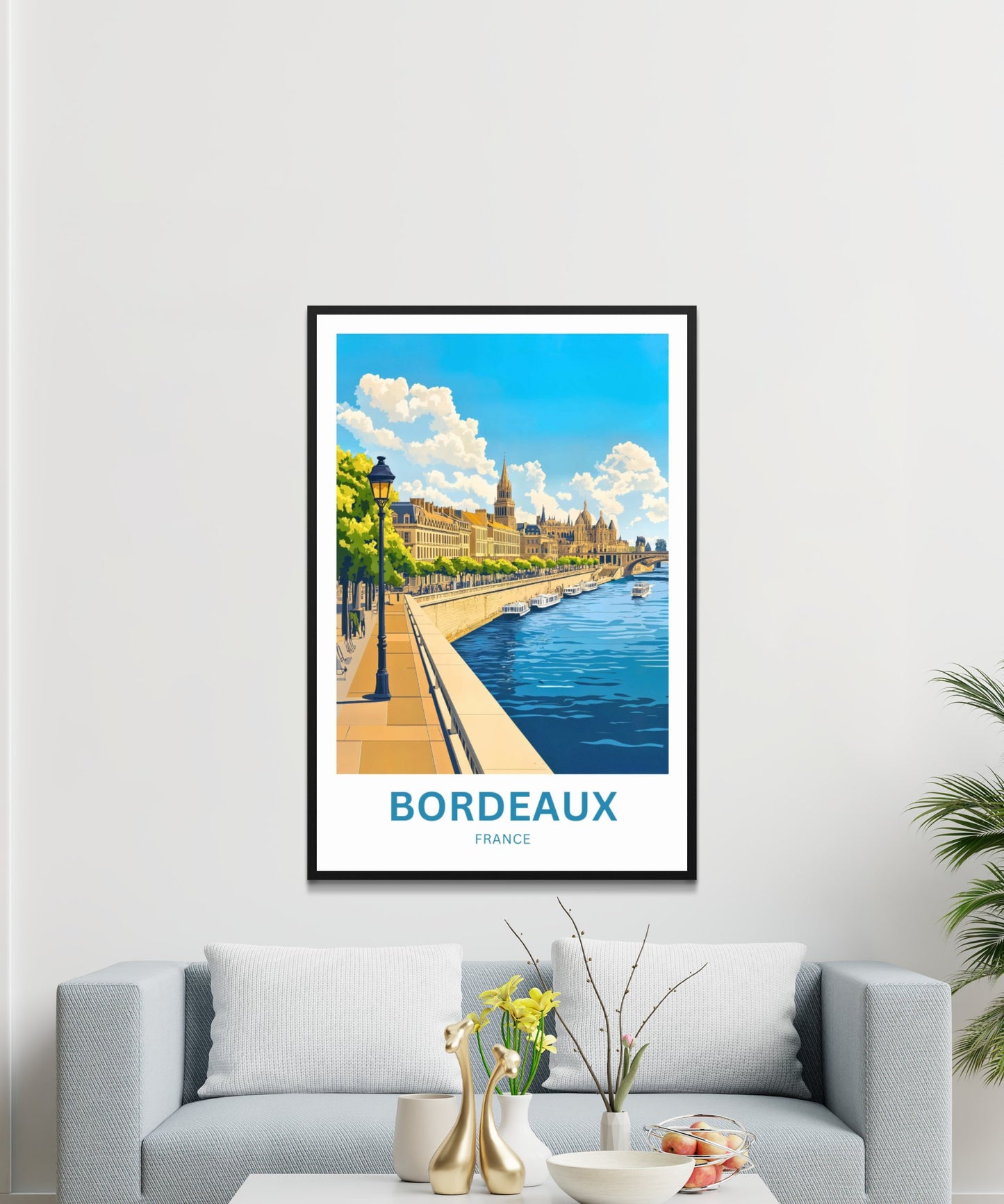 Bordeaux Travel Poster - France Riverside View