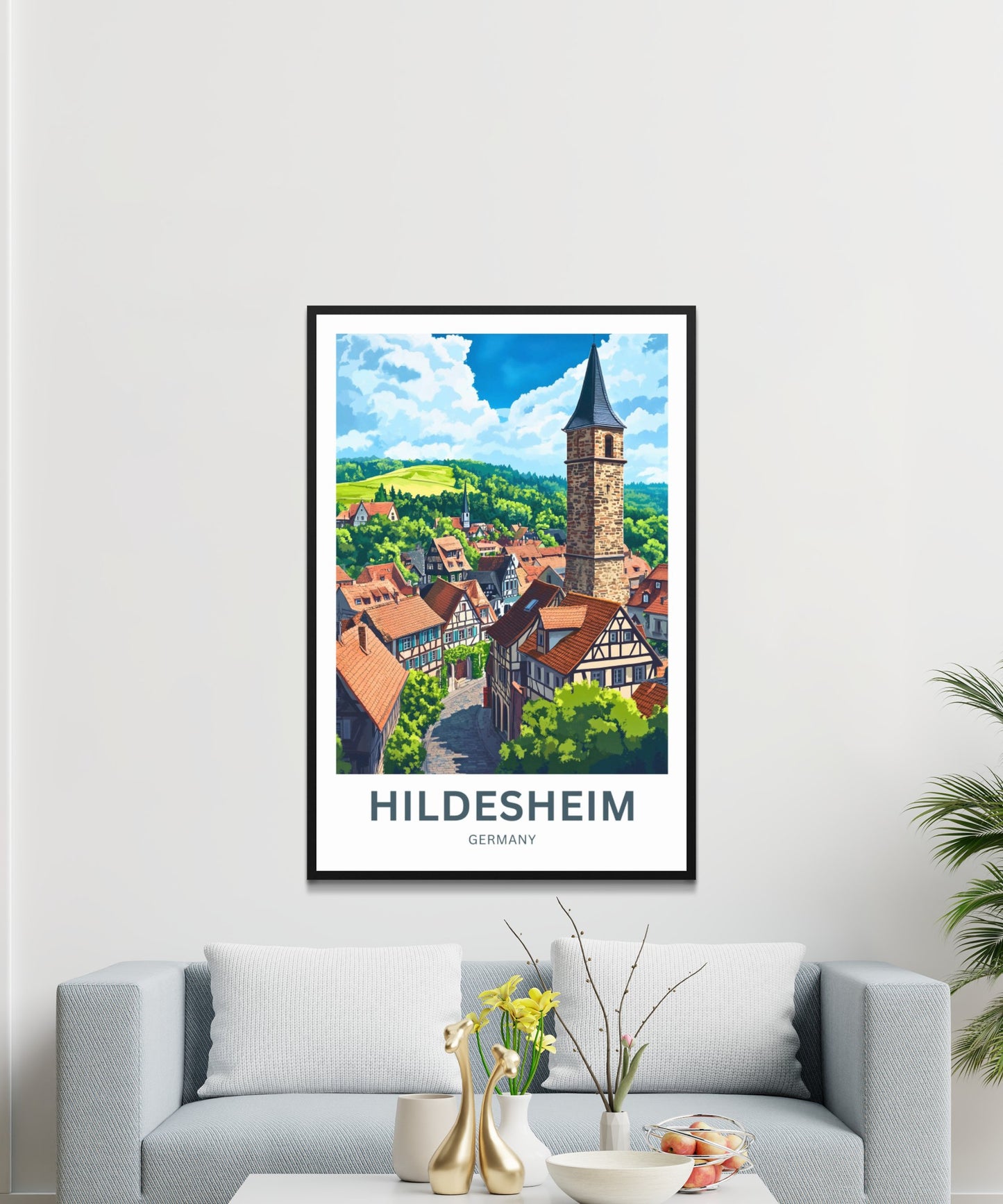 Hildesheim Travel Poster- Germany Village Street