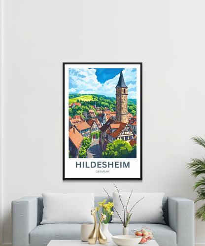 Hildesheim Travel Poster- Germany Village Street