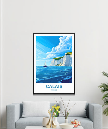 Calais Travel Poster - Cliffs of France