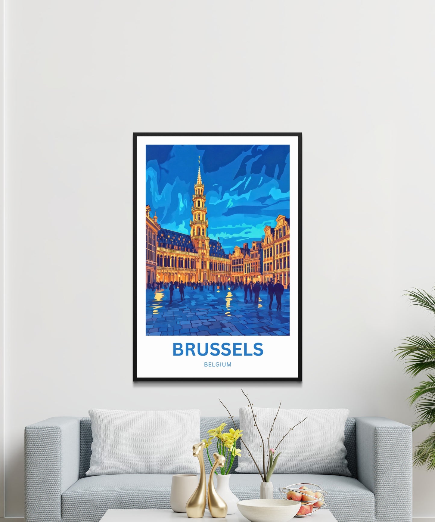 Brussels Travel Poster - Evening Lights of Belgium
