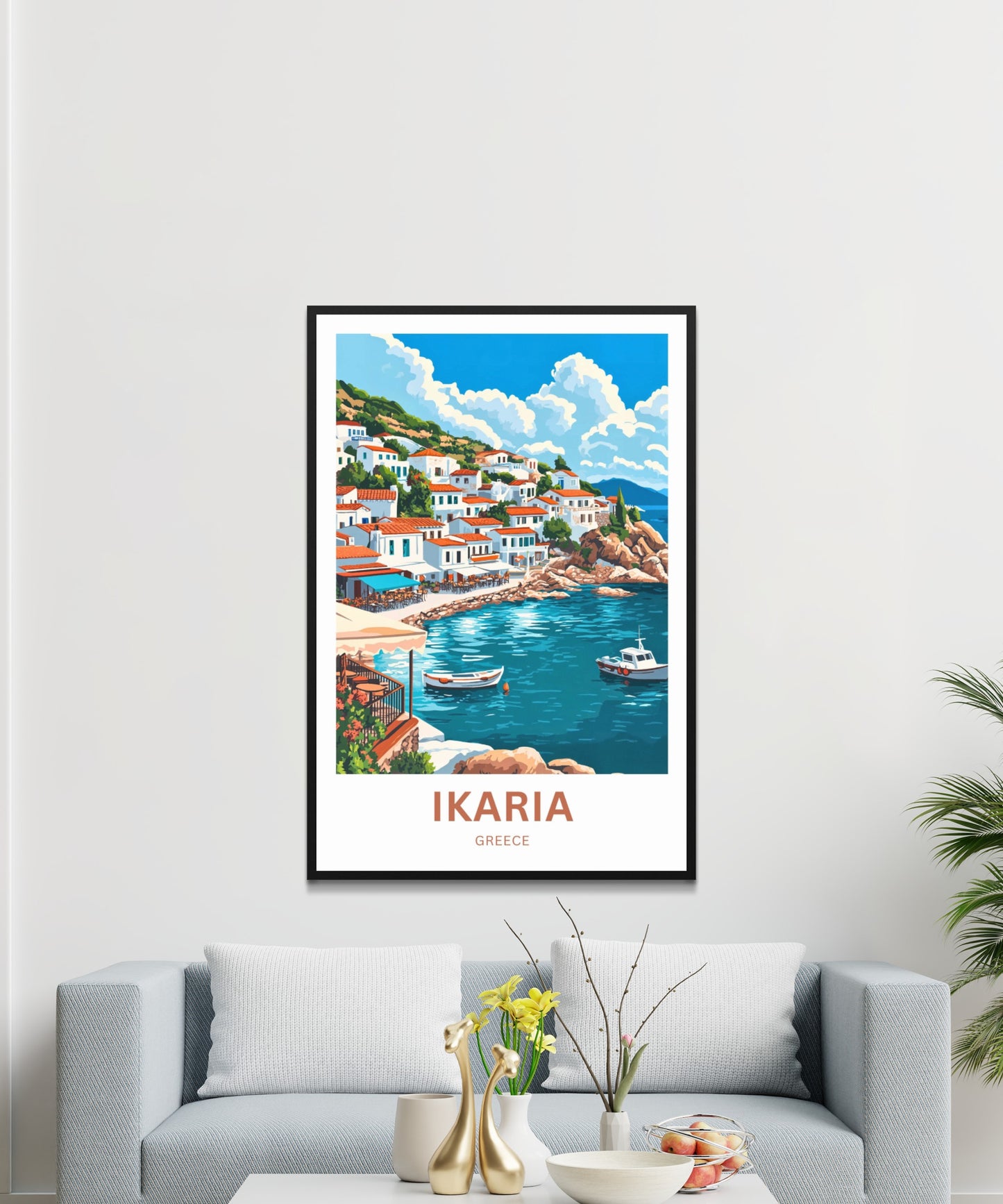 Ikaria Beach Travel Poster  - Café by the Sea