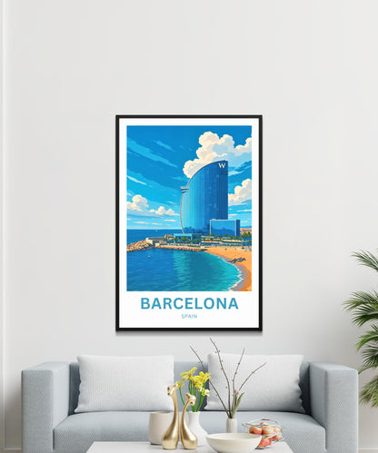 Barcelona Travel Poster  - Spain Skyline Icon