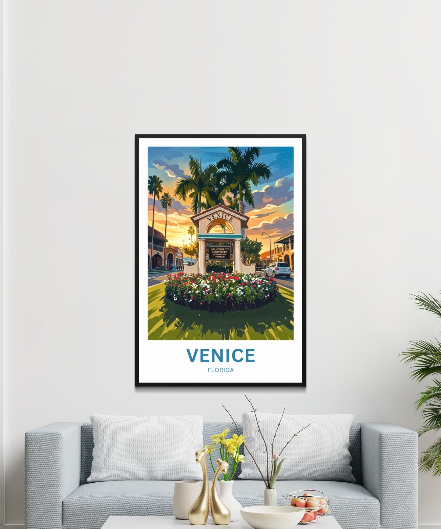 Venice, Florida Travel Poster - Downtown
