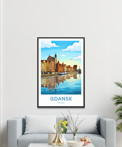 Gdańsk  Travel Poster - Ship on the Motława