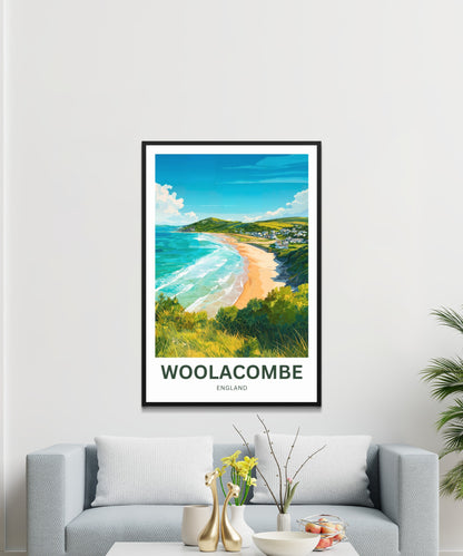 Woolacombe Travel Poster - Charming Seaside Village