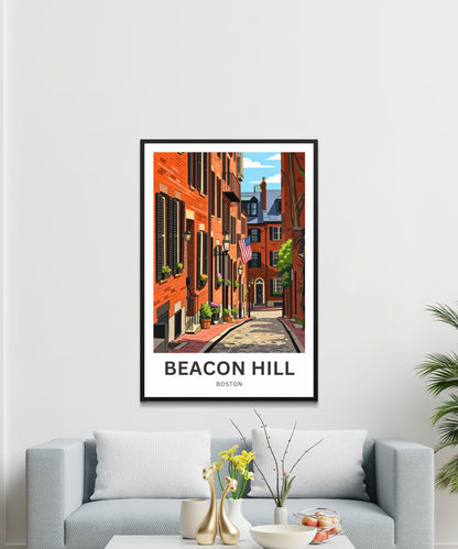 Beacon Hill Travel Poster -  Historic Boston Streets