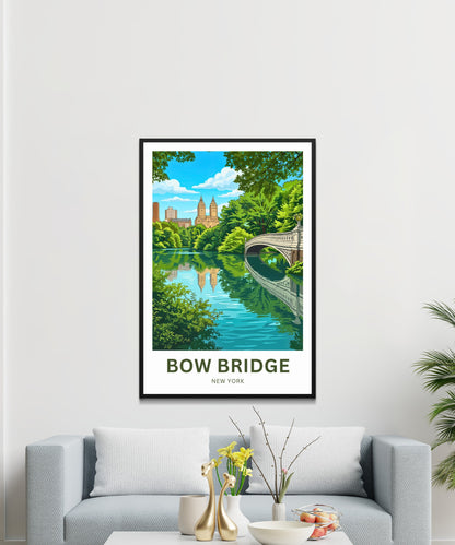Bow Bridge  Travel Poster - Central Park Reflections