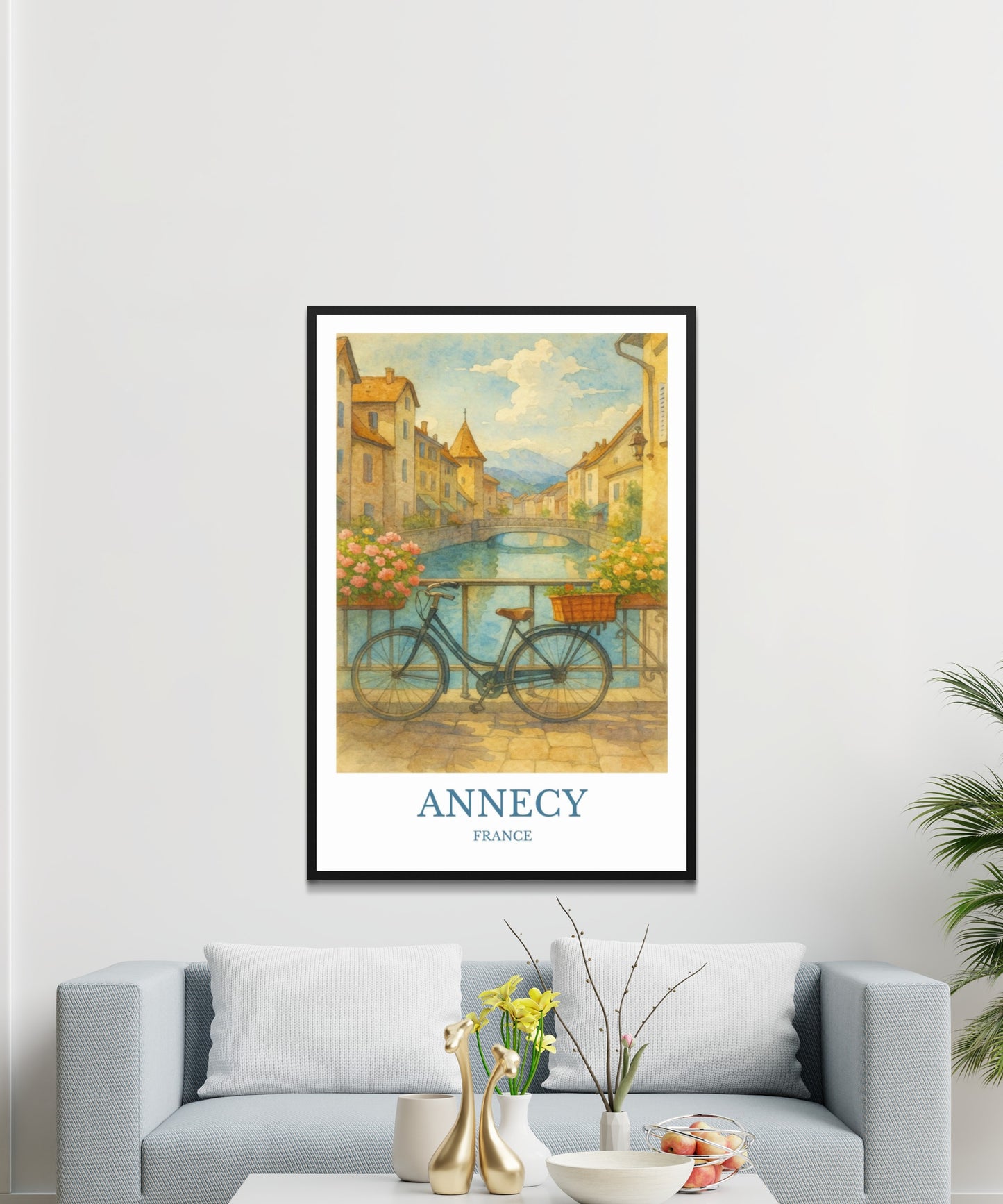 Annecy, Watercolor design poster, France Print, Annecy Wall Art