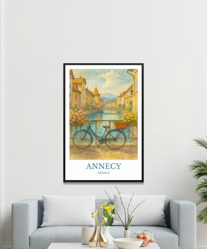 Annecy, Watercolor design poster, France Print, Annecy Wall Art