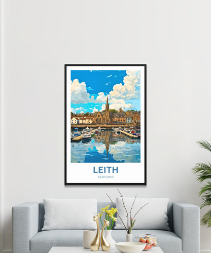 Leith, Scotland Travel Poster  - A Coastal Panorama
