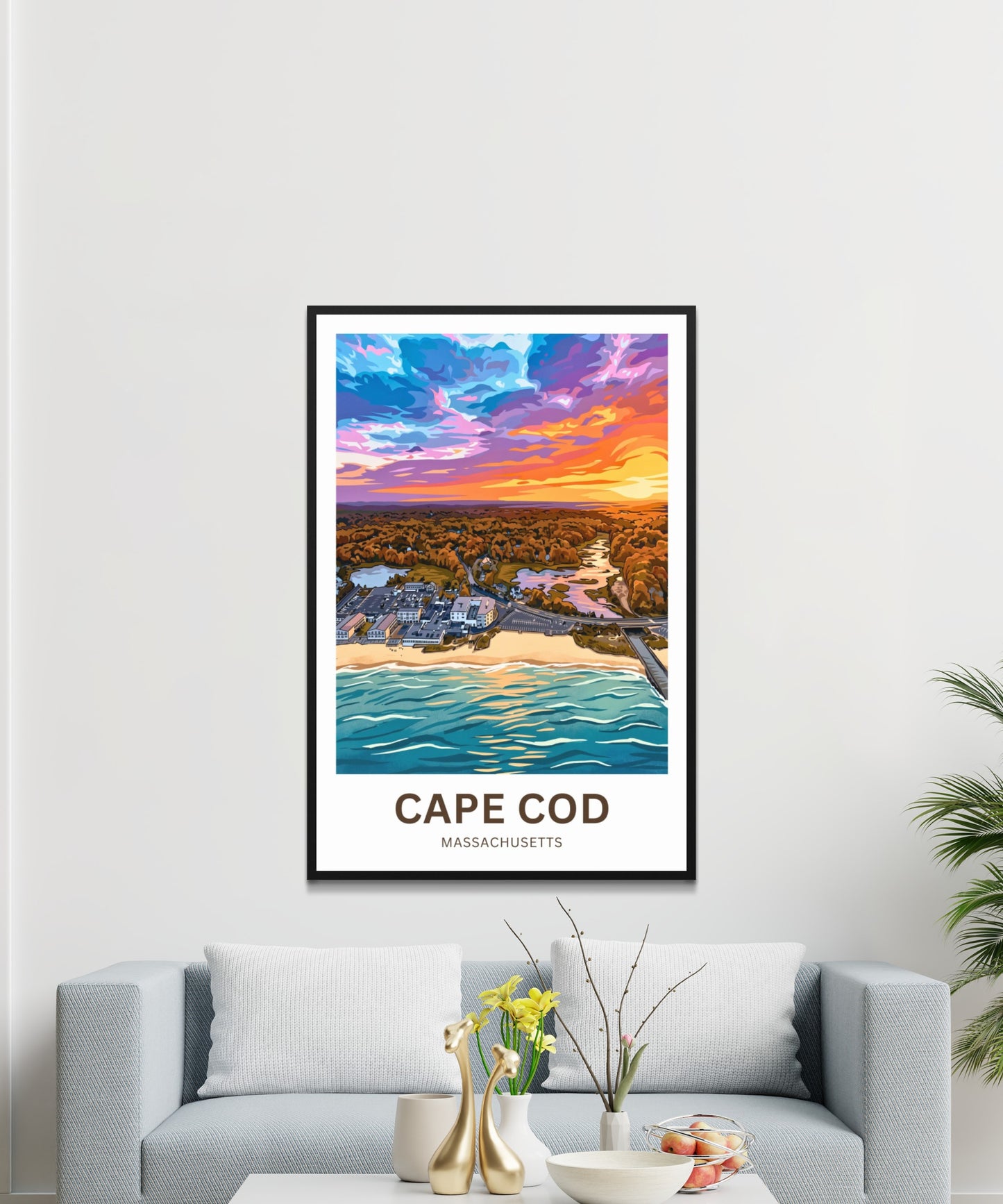 Cape Cod Travel Poster - Stunning Coastal Sunset