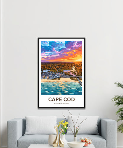 Cape Cod Travel Poster - Stunning Coastal Sunset