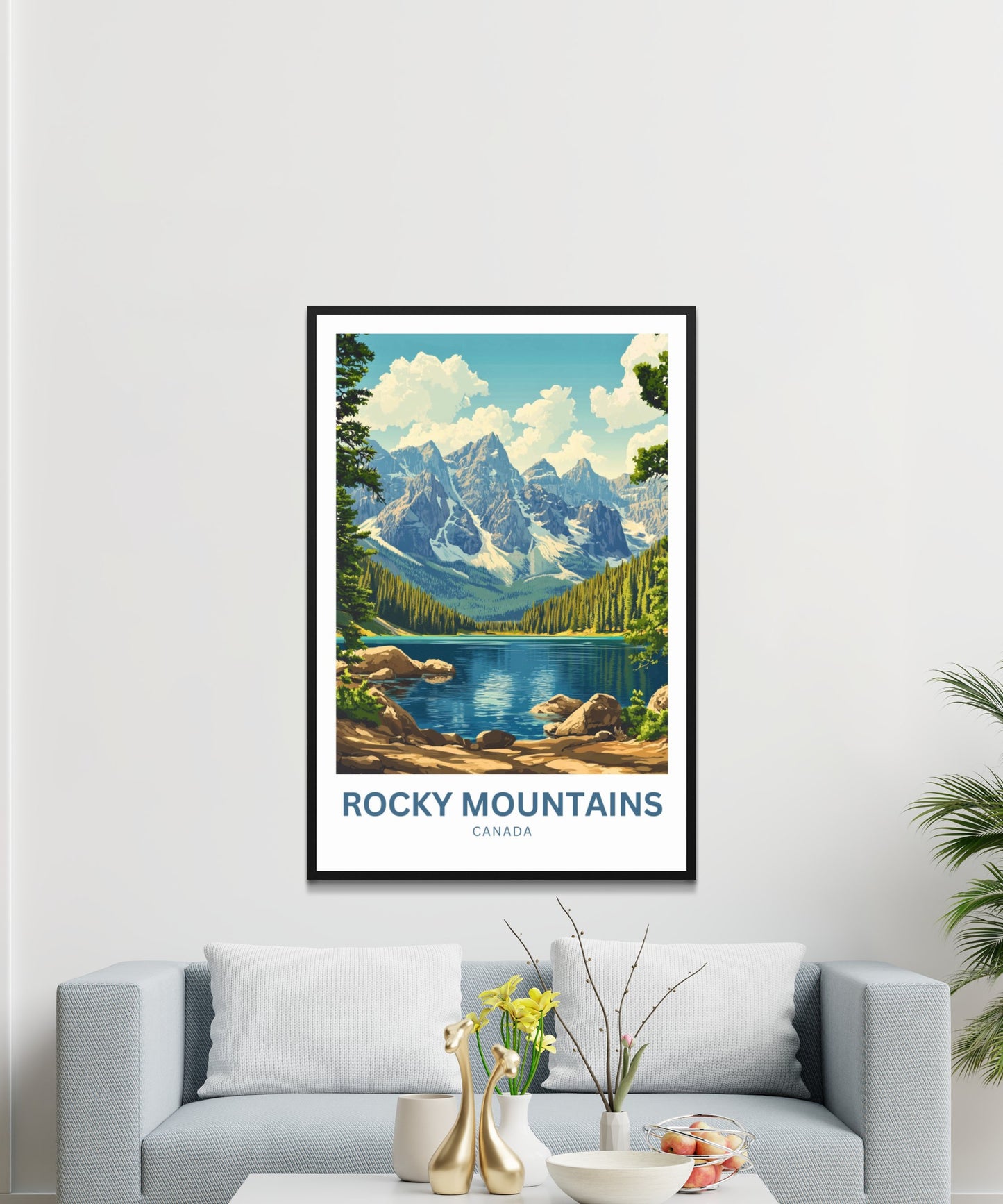 Rocky Mountains Travel Poster - Canada Stunning Mountain Views National Park