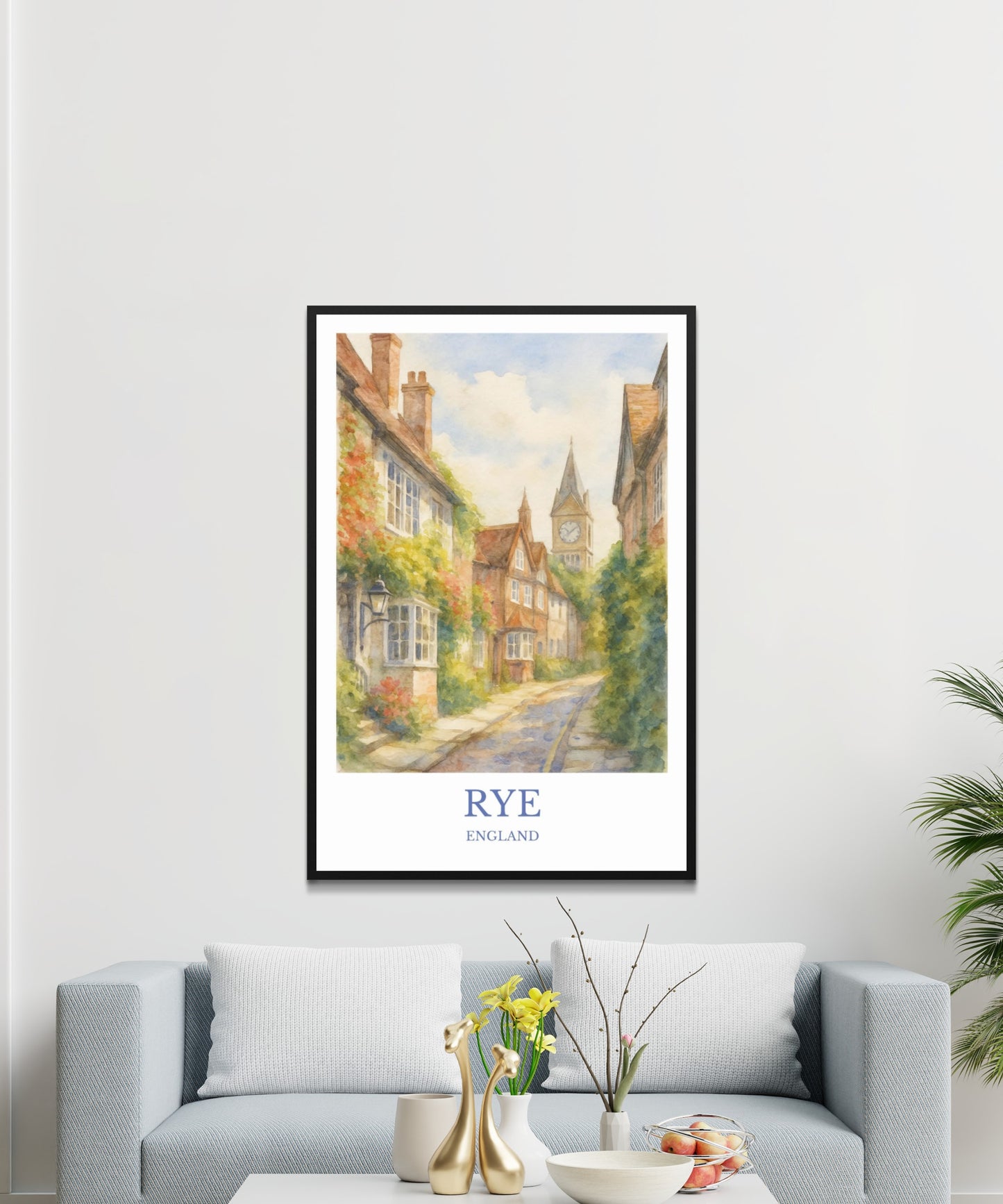 Rye, Watercolor design poster, England Print, Rye Wall Art