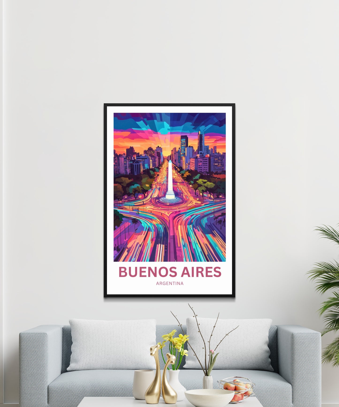 Buenos Aires Travel Poster -  City Light Streets View
