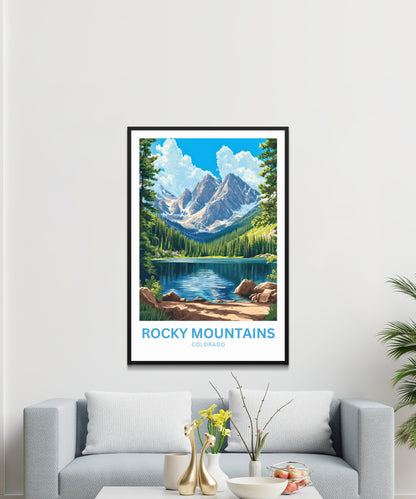 Rocky Mountains Travel Poster - Scenic Mountain Views and Landscapes