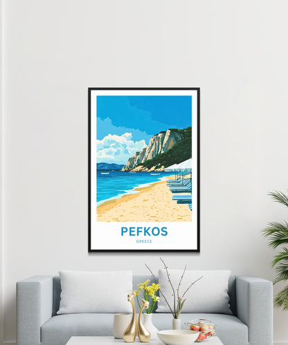 Pefkos Travel Poster - Captivating Summer Beach View