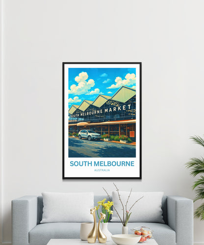 South Melbourne Market Travel Poster  - Australia