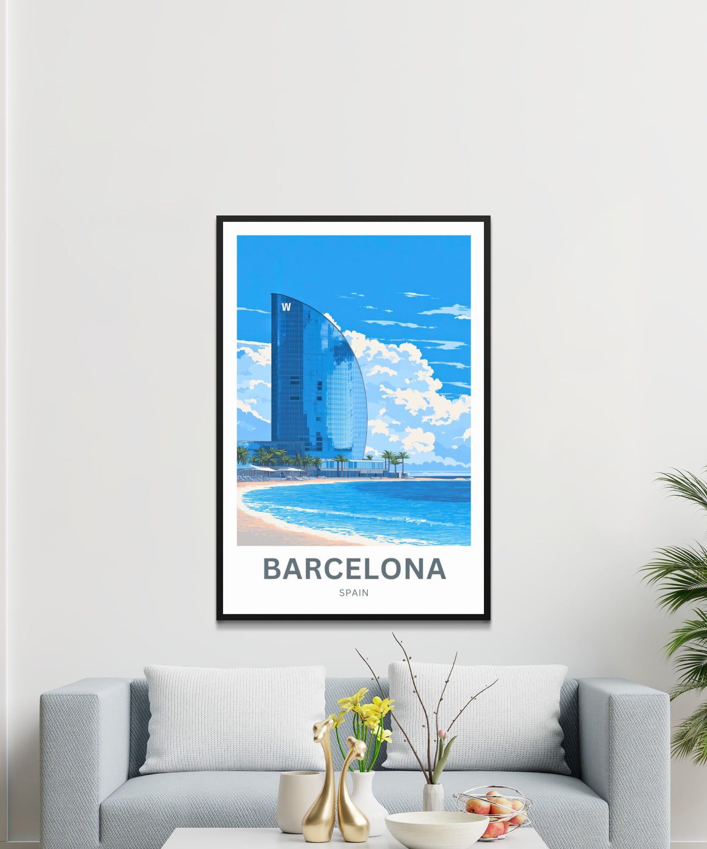 Barcelona Travel Poster  - Seaside Elegance