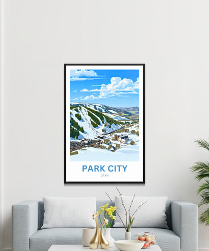 Park City Travel Poster - Ski Mountain View