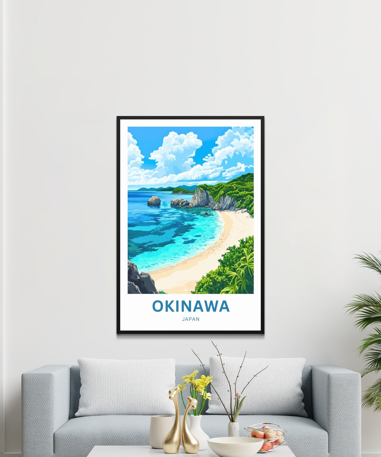 Okinawa Beach Travel Poster  - Ocean Harmony