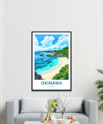 Okinawa Beach Travel Poster  - Ocean Harmony