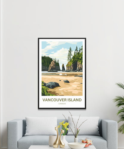 Vancouver Island Travel Poster - Among Giants and Waves