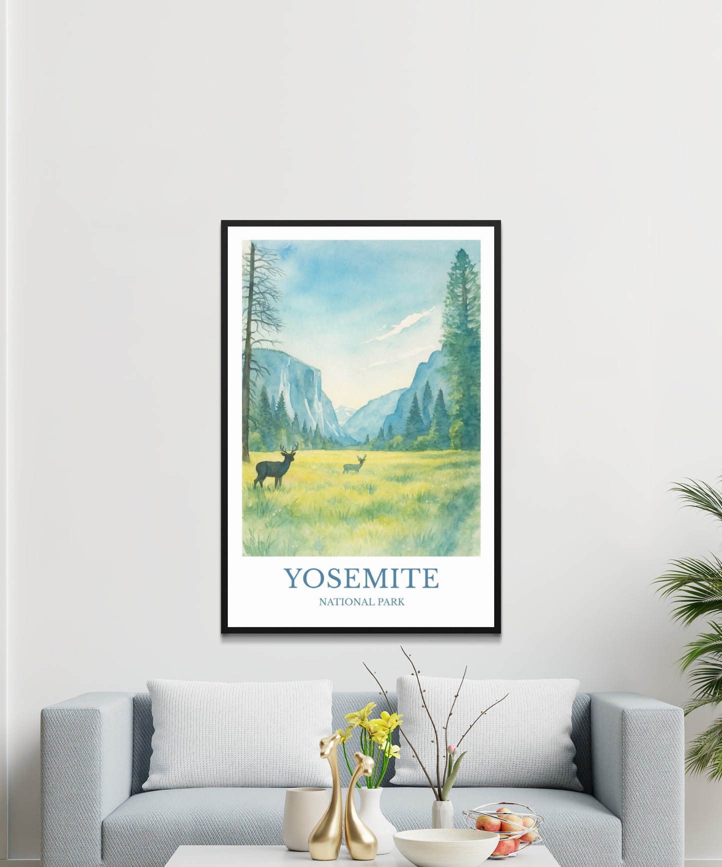 Yosemite, Watercolor design poster, National Park Print, Yosemite Wall Art