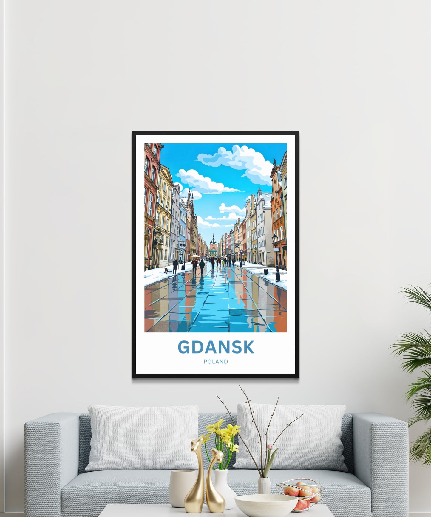 Gdańsk  Travel Poster - Winter Street View