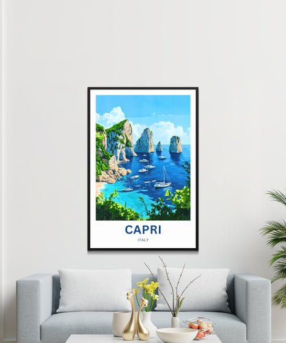 Capri Travel Poster - Enchanting Views of Italy Blue Coast