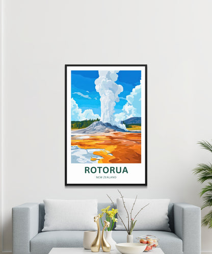 Rotorua Travel Poster - New Zealand’s Thermal Heart