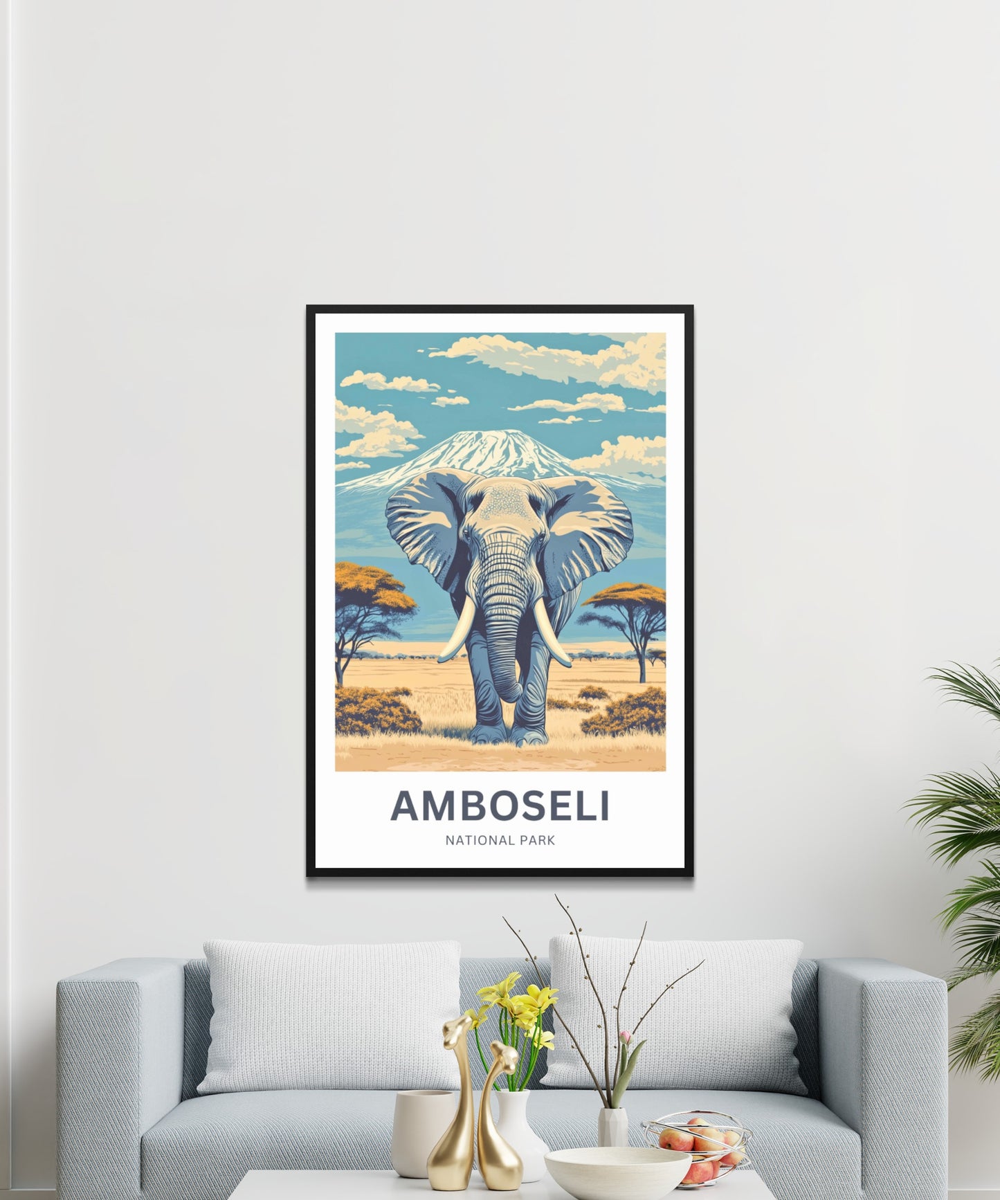 Amboseli National Park Travel Poster  - Tusks of Glory, Kilimanjaro Rising