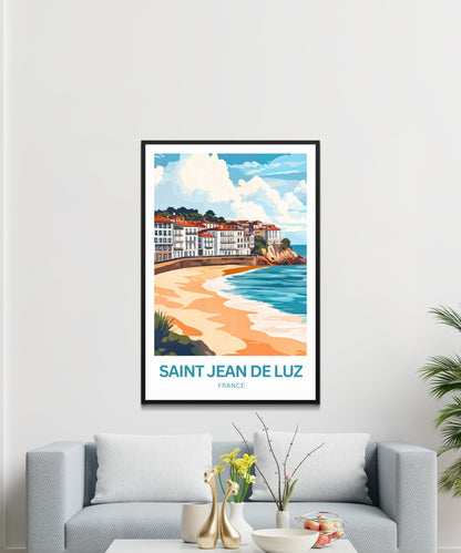 Saint-Jean-de-Luz Travel Poster - Stunning Seaside France Town View