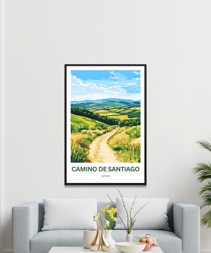 Camino de Santiago Travel Poster - Scenic Trail Views of the Camino