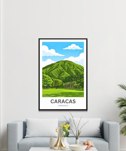 Caracas Travel Poster - Mountains Cradle the City