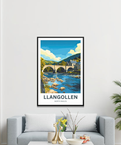 Llangollen Travel Poster - Bridge to the Welsh Hills