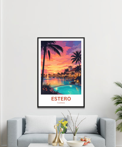 Estero Travel Poster - Sunset & Reflections