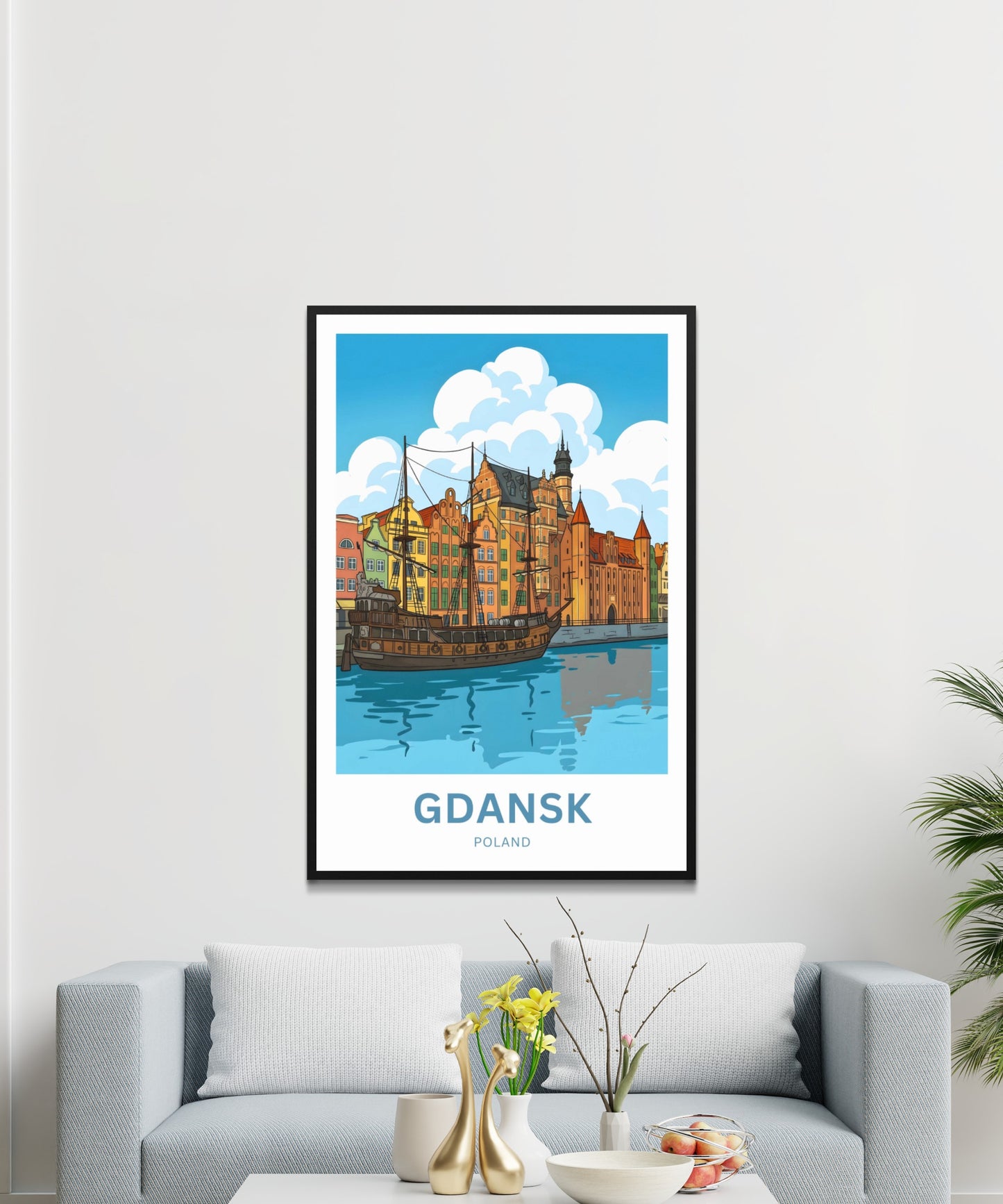 Gdańsk  Travel Poster - Poland Historic Ship