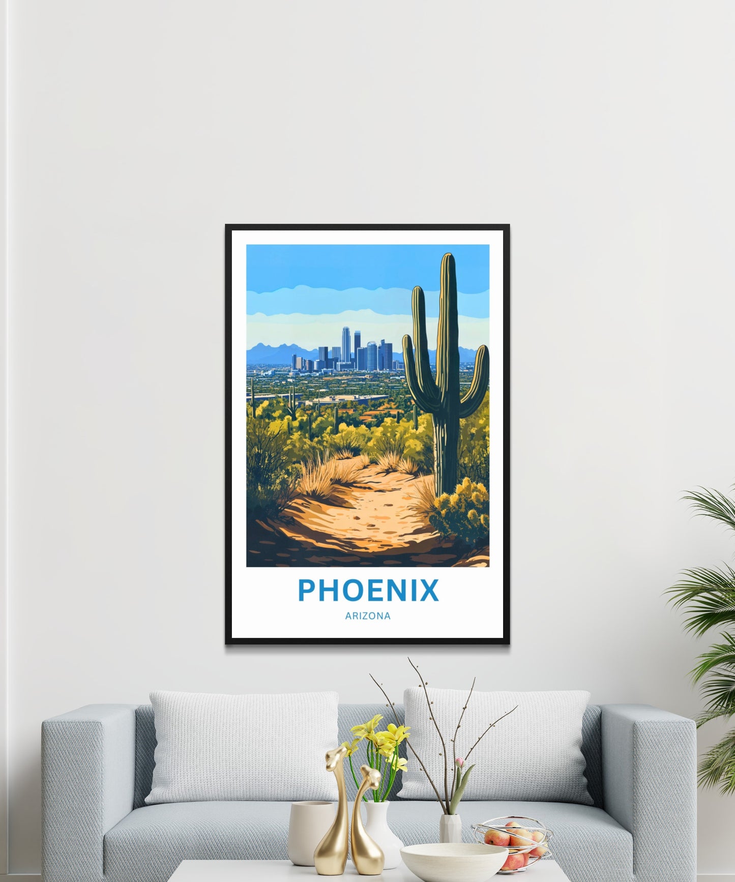 Phoenix Travel Poster - Arizona Desert Sun & Skyline