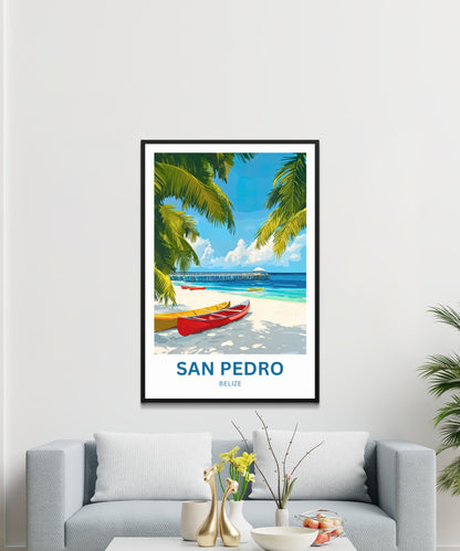 San Pedro Travel Poster - Captivating Tropical Beach of Belize