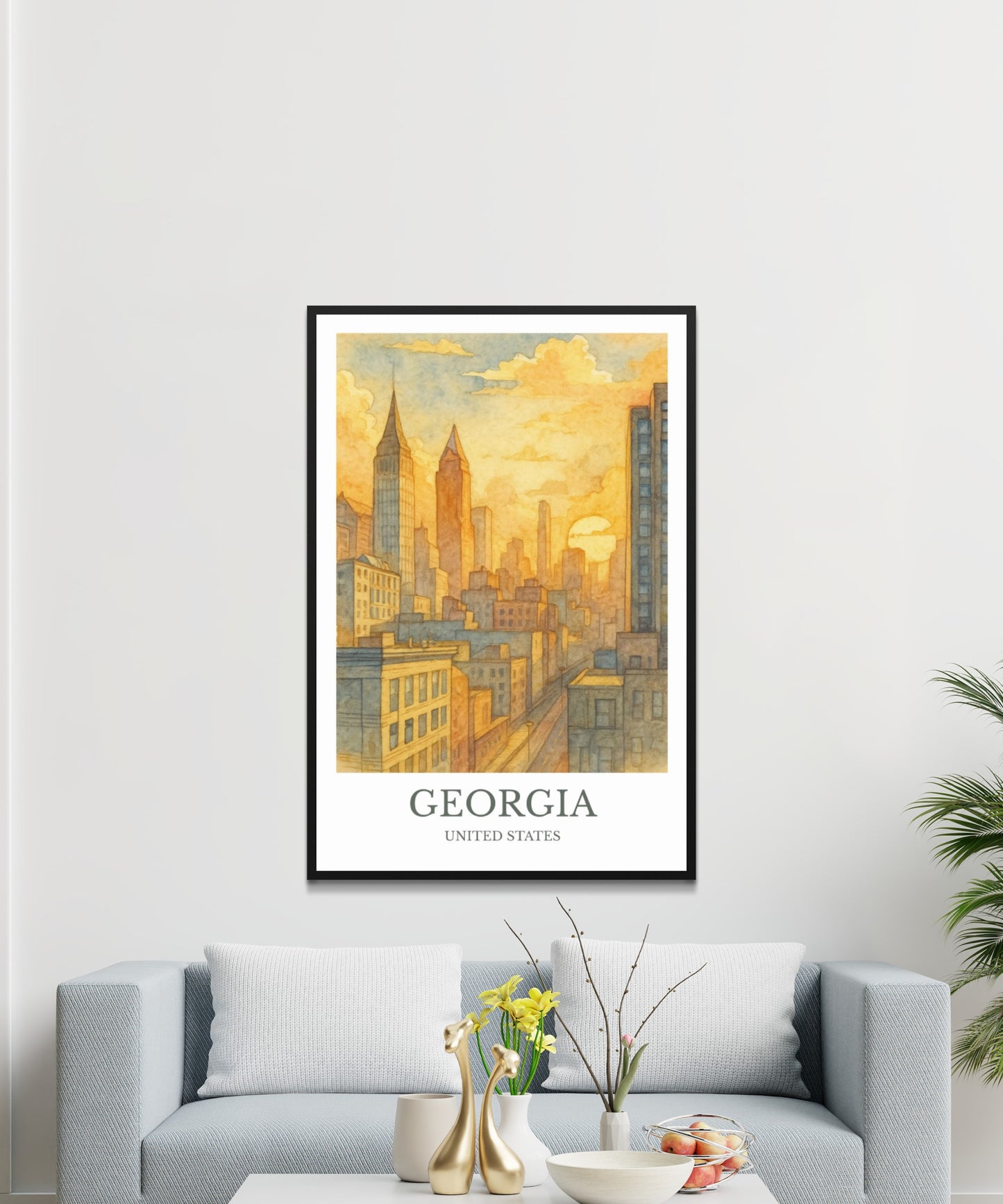 Georgia, Watercolor design poster, United States Print, Georgia Wall Art