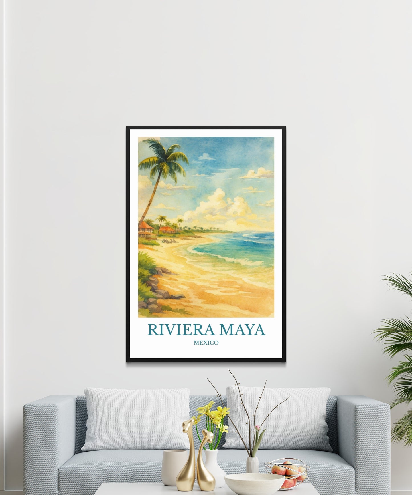 Riviera Maya, Watercolor design poster, Mexico Print, Riviera Maya Wall Art