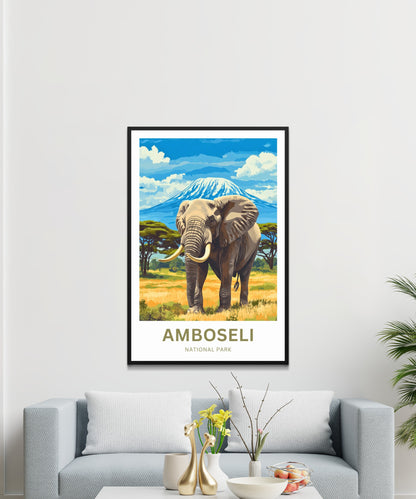 Amboseli National Park Travel Poster  - Craig, Icon of the African Summit