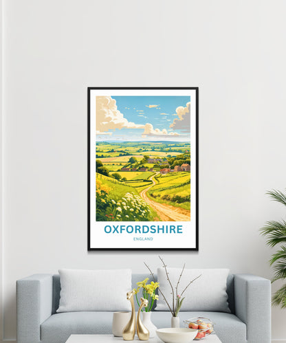 Oxfordshire Travel Poster - Captivating England Rolling Hills and Villages