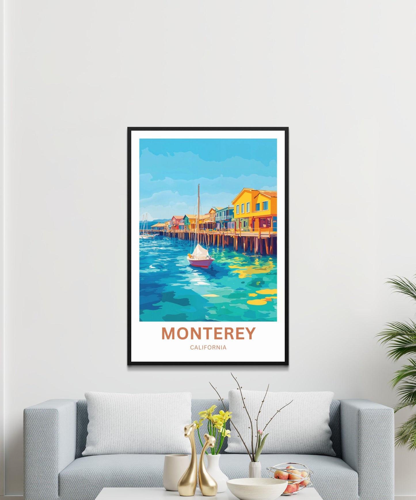 Monterey Travel Poster - California Coastal Village Charm