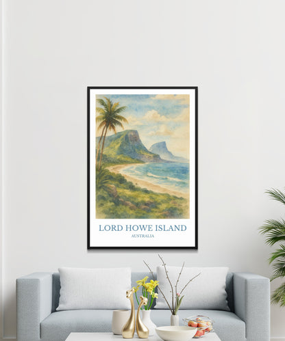 Lord Howe Island, Watercolor design poster, Australia Print, Lord Howe Island Wall Art